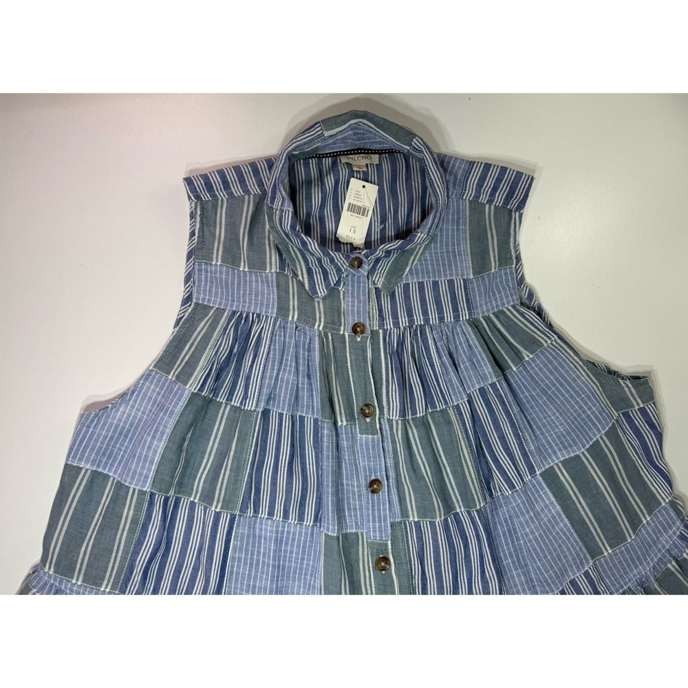 Anthropologie Pilcro Patchwork Tiered Ruffle Sleeveless Top Size 1X NEW - Picture 6 of 12